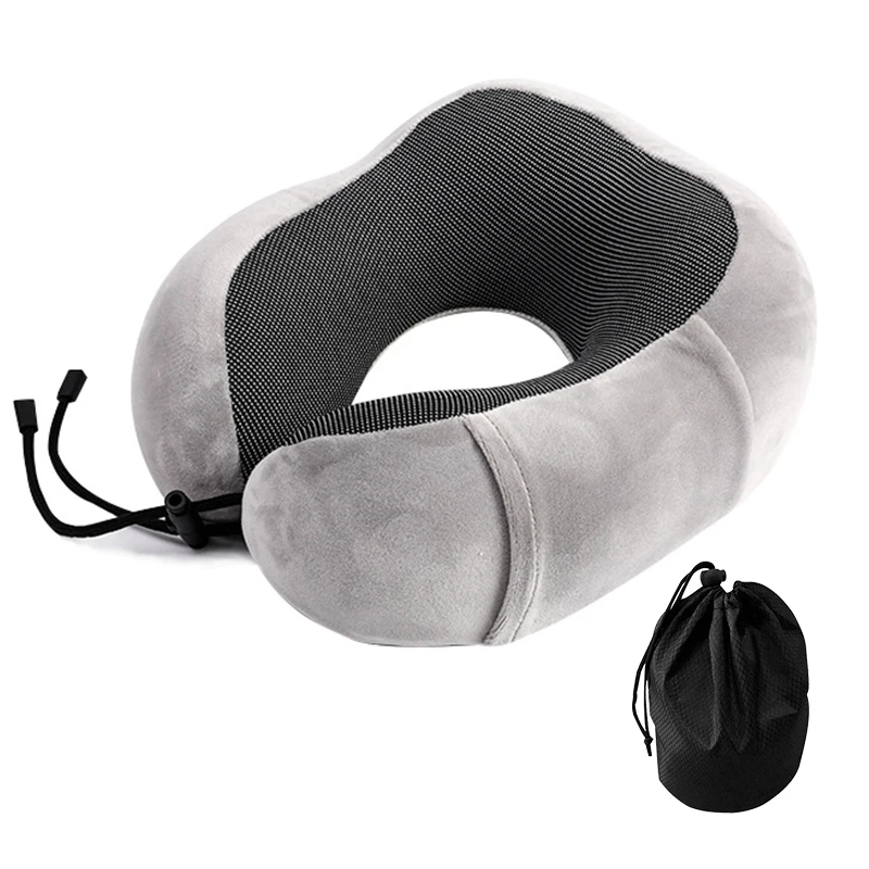 Grey 2 Sets Подушка для шеи с эффектом памяти, u-образная мягкая подушка для путешествий, шейный защита головы, постельные принадлежности для самолета, автомобиля, дома - Цвет: Grey 2 Sets