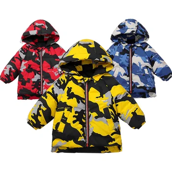 

Down jacket children's Camouflage hooded winter overalls for children Medium and long-sized Children's jacket Boy clothes coat