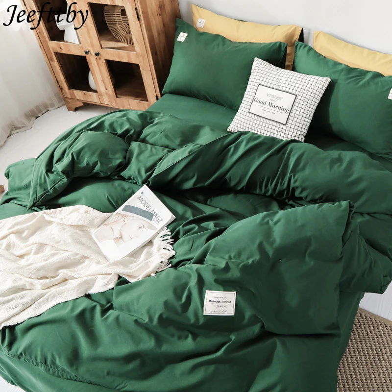 Home Textiles Winter Thickening Bedding Set Dark Green Bed Set 3-4pcs Queen King Duvet Cover + Flat Sheet +pillowcase Bedclothes Home Textiles Winter Thickening Bedding Set Dark Green Bed Set 3-4pcs Queen King Duvet Cover + Flat Sheet +pillowcase Bedclothes