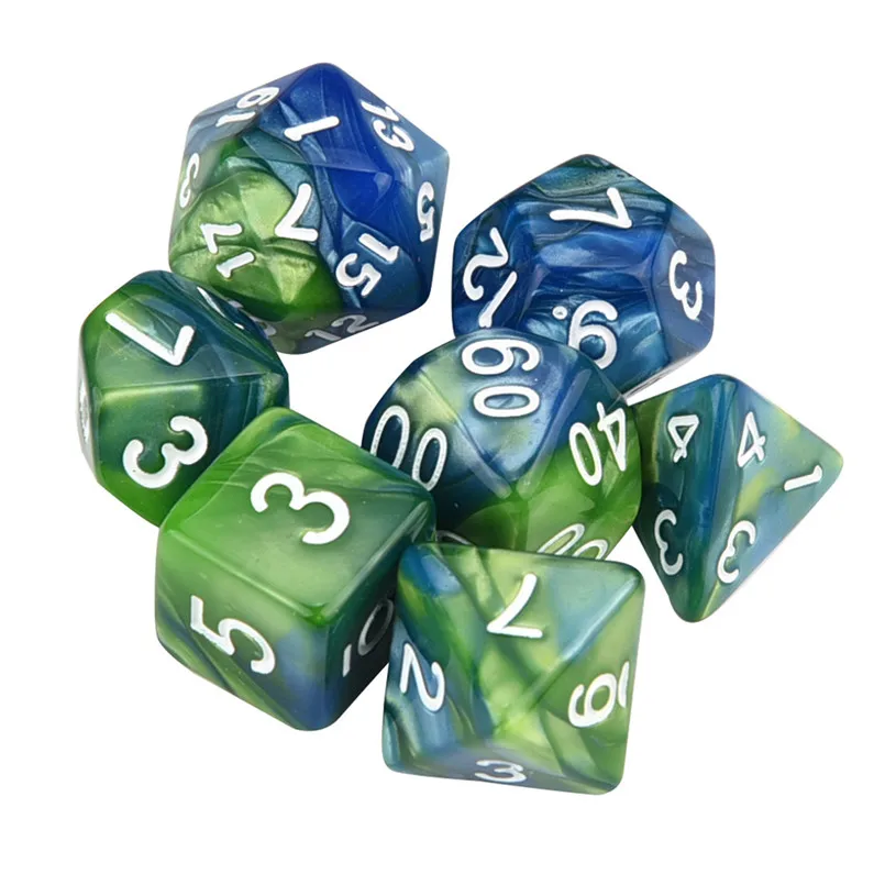 7Pcs dice set trgp game polyhedron D4-D20 multi-faceted new dice tower acrylic dados rpg two-color multi-faced dnd dice 30A19 (11)