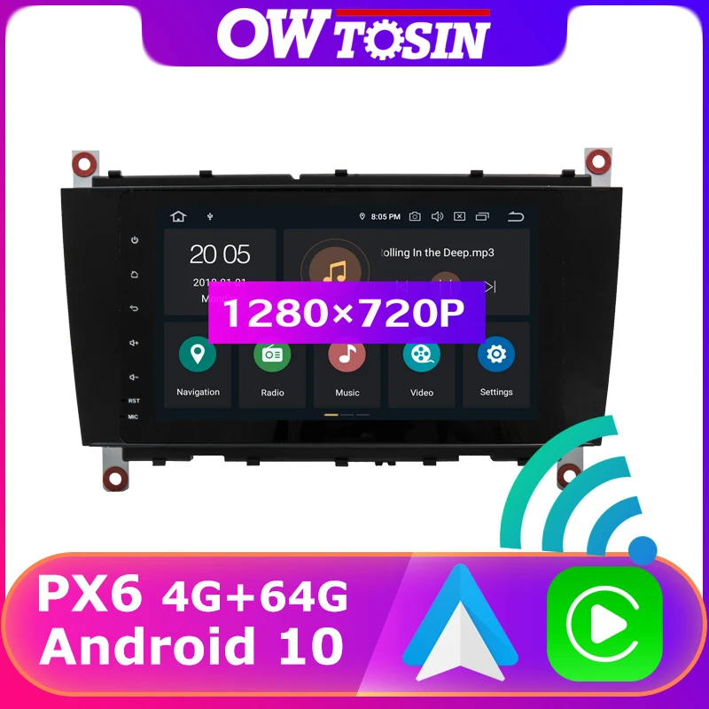 8 &quot1280*720P Android 10 0 для Mercedes Benz C CLC CLK Class W203 W209 WiFi авто стерео DAB 5 * USB GPS-навигация Радио