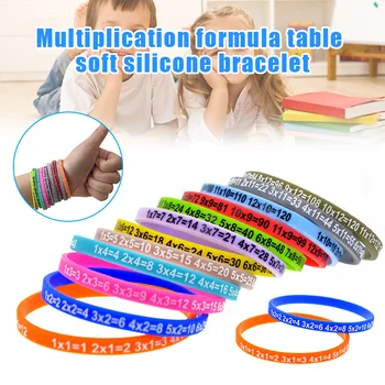 

12pcs Multiplication Tables Soft Silicone Bracelet Learn Math Education Wristband for Kids FJ88
