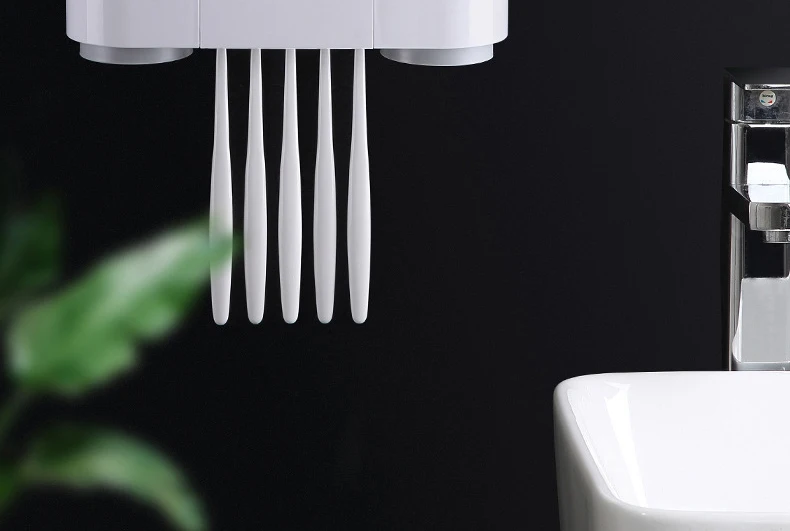 Автоматический Дозатор зубной пасты держатель для зубной щетки набор с 4 чашками для ванной комнаты аксессуары для дома настенное крепление для зубной пасты соковыжималка
