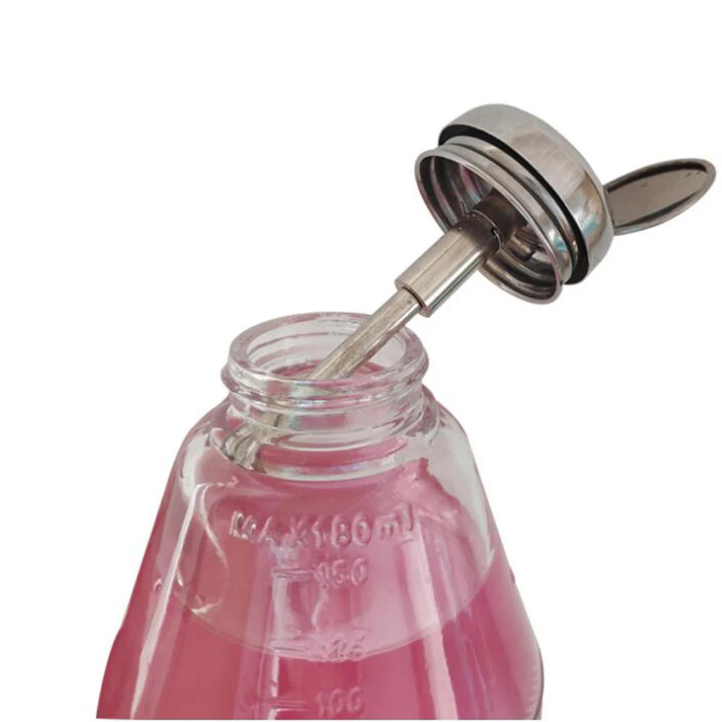 2Pcs 80ml & 180ml Glass Push Down Empty Press Bottle Alcohol Acetone Pump Dispenser Vials for Nail Polish and Makeup Remover 