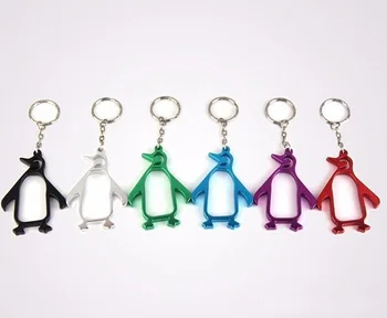 

1000pcs Lovely Penguin Beer Bottle Opener Key Ring Aluminum Alloy Animal Bottle Opener with Key Chain WB1208