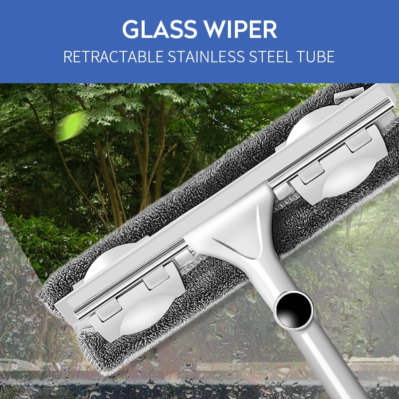 

Long Handle Window Scrub Cleaning Brush Cleaner Glass Squeegee Wiper Telescopic Rod Rotating Head With Microfiber Cleaning Cloth