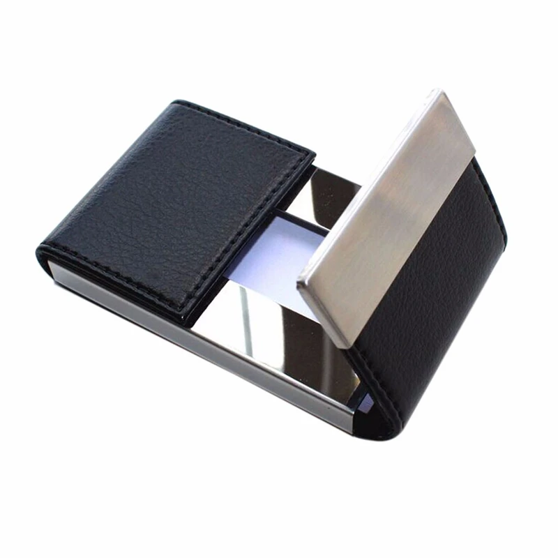 

New Metal Open Card Case Box Men Women Business Credit Card Holder Wallet Cover Coin Purse PU Holder Ladies 812