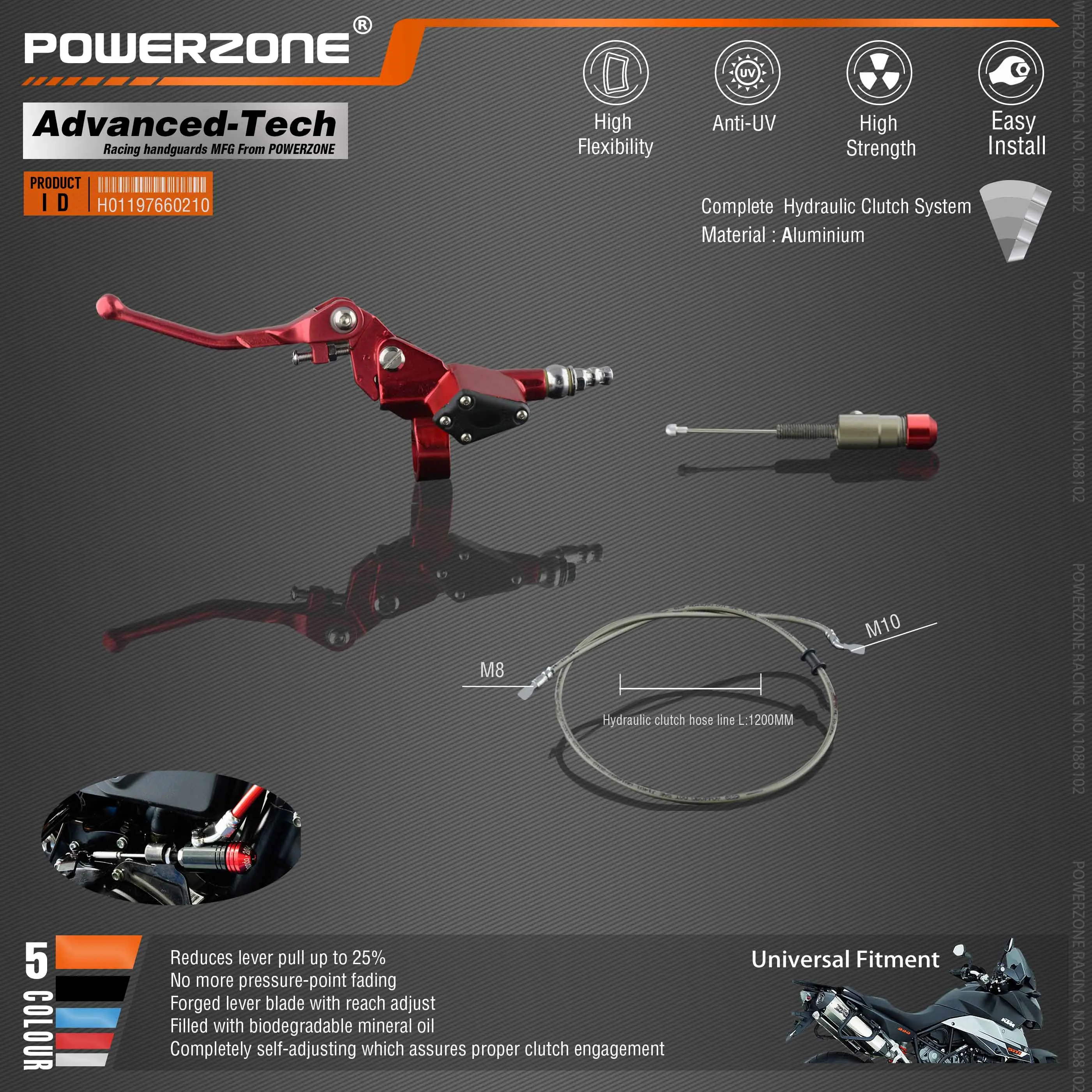 Гидравлическая муфта Powerzone 1200 мм главный цилиндр рычага для 125 250cc вертикального