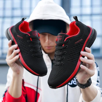 Sneakers Men Shoes Hot Light Sports Jogging Sneaker Running Shoes Breathable Soft Mens Athletic Shoes Black Big Size 46 47