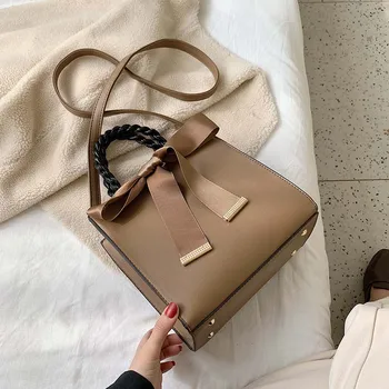 

Elegant Female Ribbon Bow Tote Bag 2019 Fashion New Quality PU Leather Women's Designer Handbag Travel Shoulder Messenger Bags