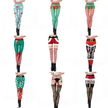 

Christmas Printing Leggings Hip Elastic High Waist Legging Breathable Women Pants Xmas Accessories Party Decorations