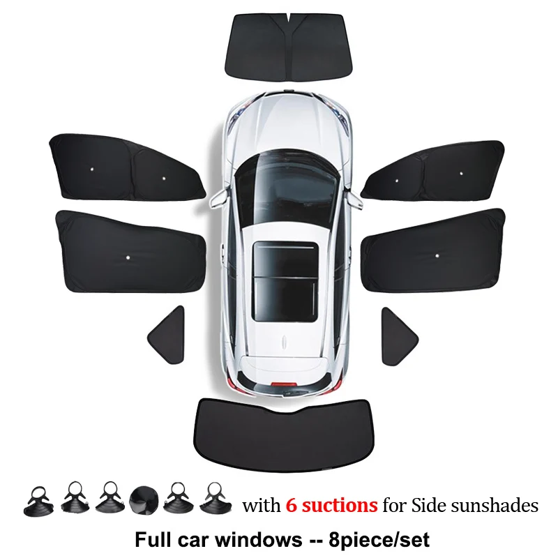 Tesla Model 3 Y S X 2025 2024 자동차 사이드 윈도우 Sun Shade Blind Shading Windshield 용 흡입 컵으로 개인 정보 보호 차양 업그레이드