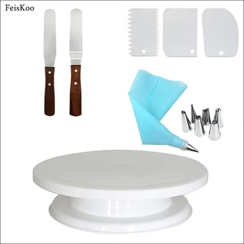 

10 inch Plastic Cake Turntable Rotating Cake Plastic Dough Knife Decorating Cream Cakes Stand Rotary Table DIY Pan Baking Tool