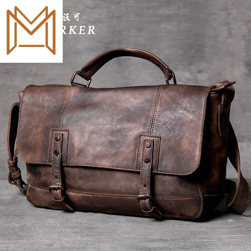 

Used Head Layer Cowhide Single Shoulder Package Oblique Satchel Leisure Time Man Vegetable Genuine