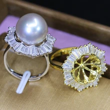 3pcs Zircon 925 Sterling Silver Pearl Ring Mountings Semi Finished Handmade Jewelry Accessory Women DIY Adjustable Ring Settings 3pcs Zircon 925 Sterling Silver Pearl Ring Mountings Semi Finished Handmade Jewelry Accessory Women DIY Adjustable Ring Settings