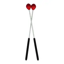 1 Pair Marimba Mallets, Percussion Mallets with Red Yarn Head and Smooth Wood Handle for Beginners