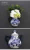 Teapot Shape Vase Metope Vase Ceramic Wall Hanging Flower Receptacle Jingdezhen Blue and White Porcelain Flower Vases 5
