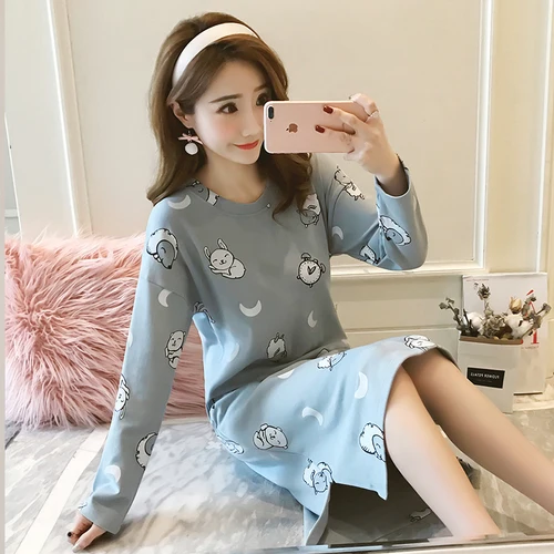 Женские ночные рубашки, модная домашняя одежда для сна, дышащая свободная мягкая женская одежда для отдыха, удобная модная женская одежда с принтом, новинка - Цвет: 5825
