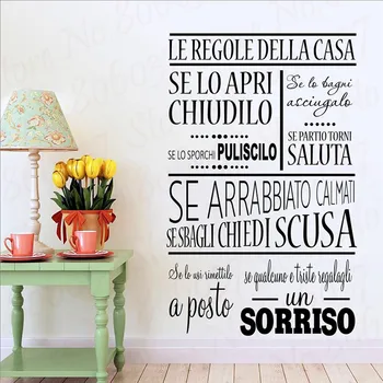 

Italian House Rules Wall Sticker Family Home Decorative Murals Home Rules Wall Art Decal Italian House Rule Wall Posters WL1063