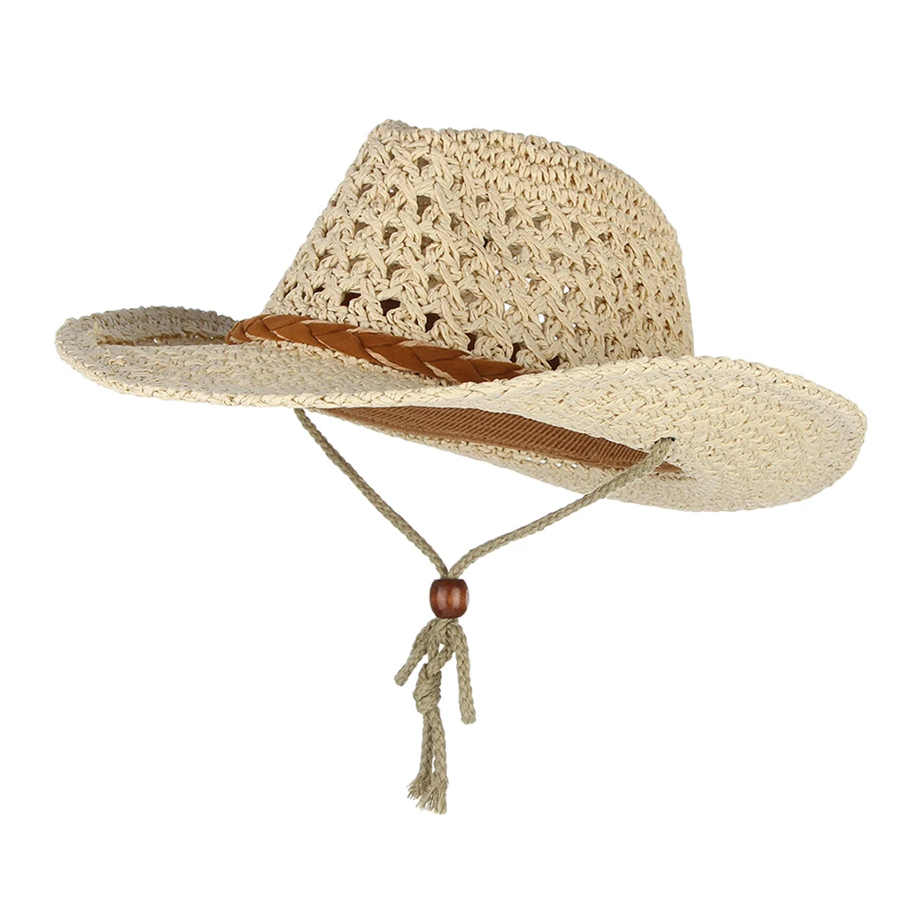Beige Kid Kids& Adults Western Style Cowboy/Cowgirl Straw Hat with Chin Strap - Цвет: Beige Kid