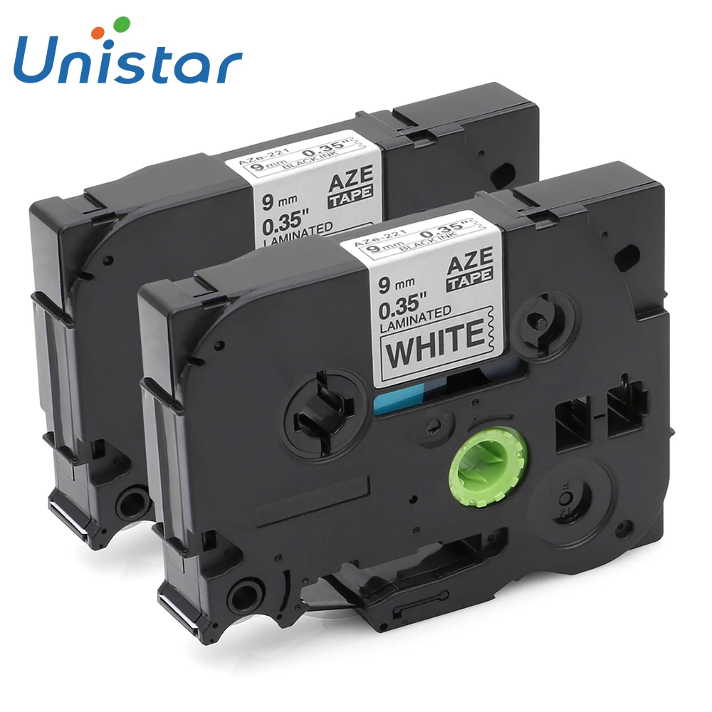 

UNISTAR 2Pcs Compatible for Brother Label Maker TZe221 TZ221 Standard 9mm Laminated Label Tape PT-D200 PT-D210 Black on White