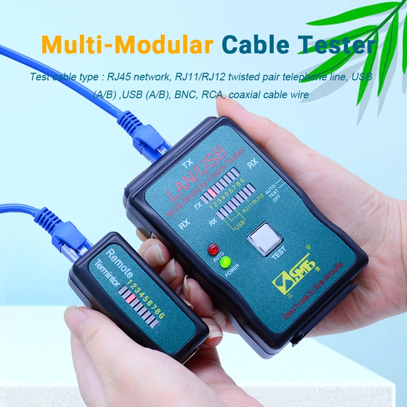 Network Cable Tester w Remote LAN BNC RJ45 Ethernet Coaxial Phone RJ45 RJ11 12