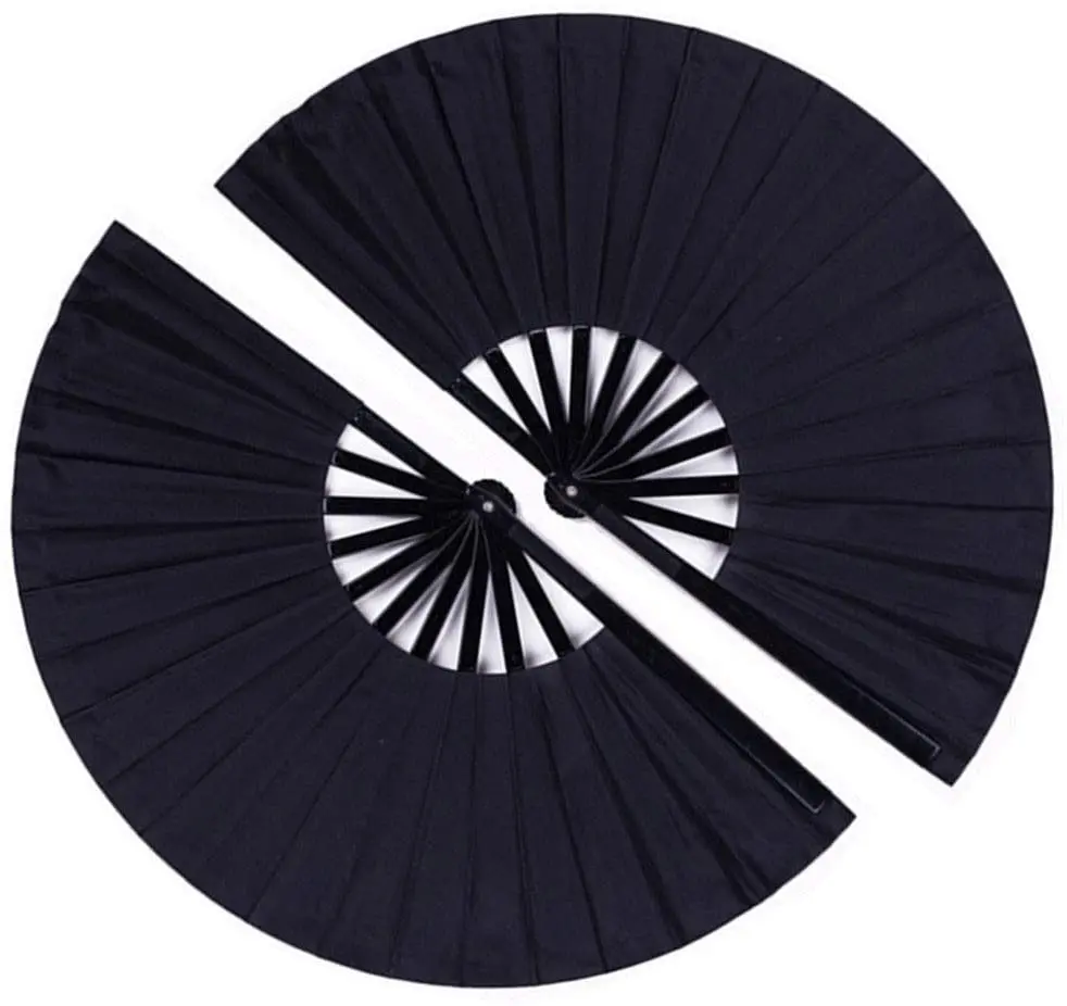 Folding Fan Hand Fan 2 Pack Large Folding Hand Fan Nylon-Cloth Vintage Retro Fabric Fans for Men/Women Festival Dance Gift Performance Decoration