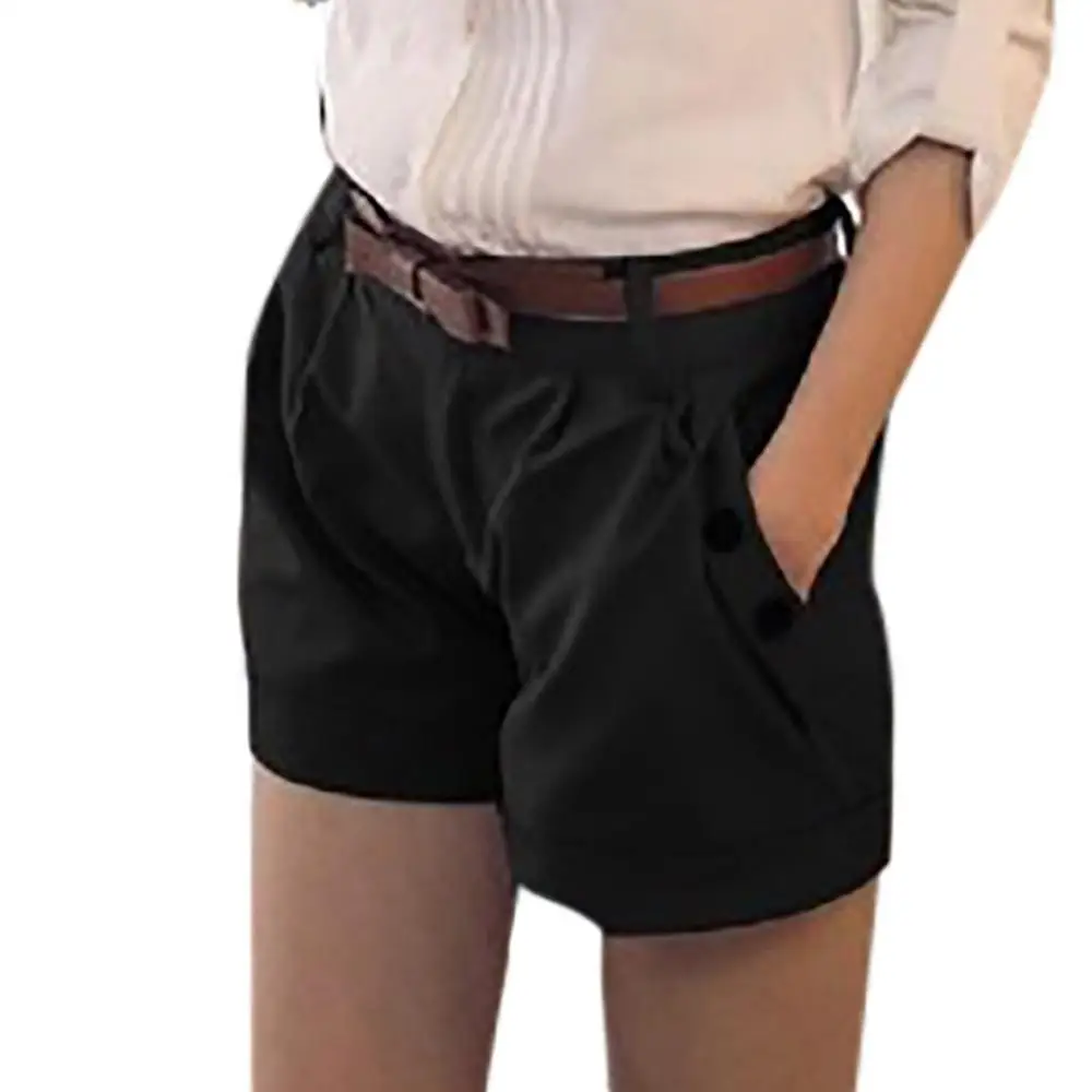 Новые модные женские летние шорты в английском стиле женские повседневные женские шорты без пояса Высококачественные шорты с карманами - Цвет: Черный