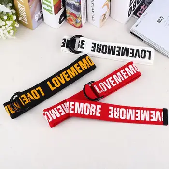 

Cool Durable Gifts Students D Ring Casual Letter Printed All Matching Canvas Women Men Waist Belt Jeans Fashion Double Buckle
