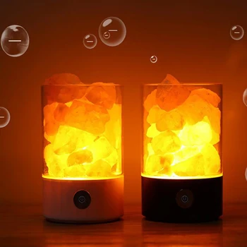 

Pink Salt Rock Lamps USB Himalayan Sea Salt Crystal Night Light with Touch Dimmer Switch Air Purifier Bedside Night Light