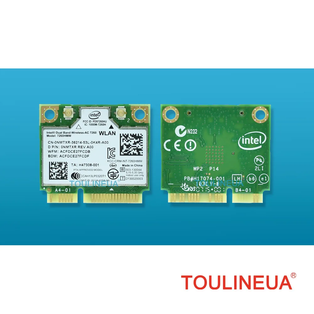 

Для беспроводной двухдиапазонной беспроводной сетевой карты Intel Dual Band Wireless-AC 7260 Intel7260 7260AC 7260HMW WiFi 2,4 и Φ 867M BT4.0 MiniPCIe