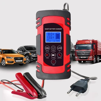 baratas Carregador De Bateria De Carro Automático Completo 12v 8a 24v 4a Reparação De Pulso Display Lcd Inteligente Carga Rápida Agm Ciclo Profundo Gel Chumbo-ácido Carregador