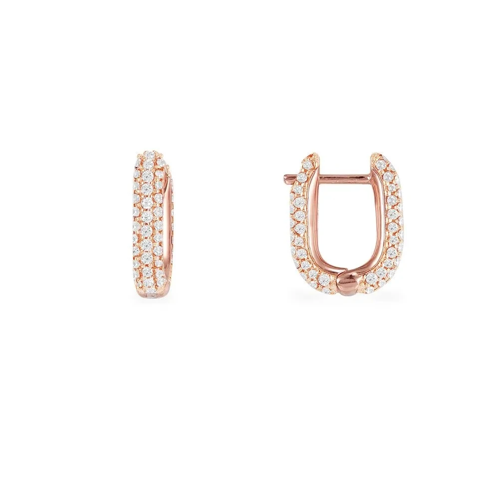 Fashion Charm Sterling Silver Copy 1:1 Replica,White and Burgundy Rectangle Hoop Earrings In Pair Women Monaco Jewelry Gift - Metal Color: Gold-color