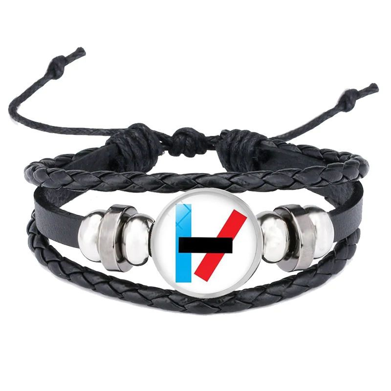 Twenty One Pilots браслет многослойный Плетеный Кожаный Браслет Модный музыкальный браслет знак Стекло Кабошон Шарм Pulsera