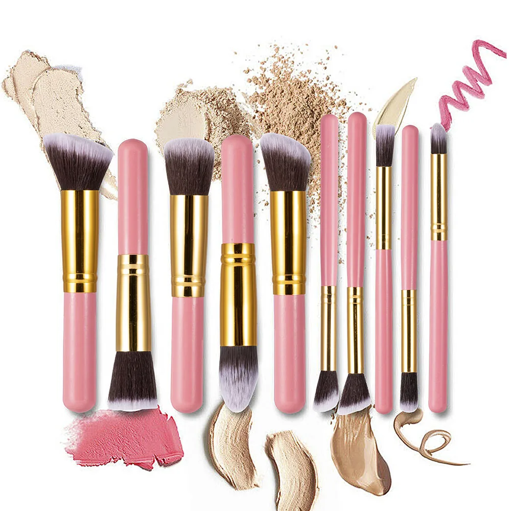 10 Pcs Makeup Brushes Set Eye Shadow Foundation Powder Eyeliner Eyelash Lip Brush Cosmetic Beauty Tool Kit Rangement Maquillage