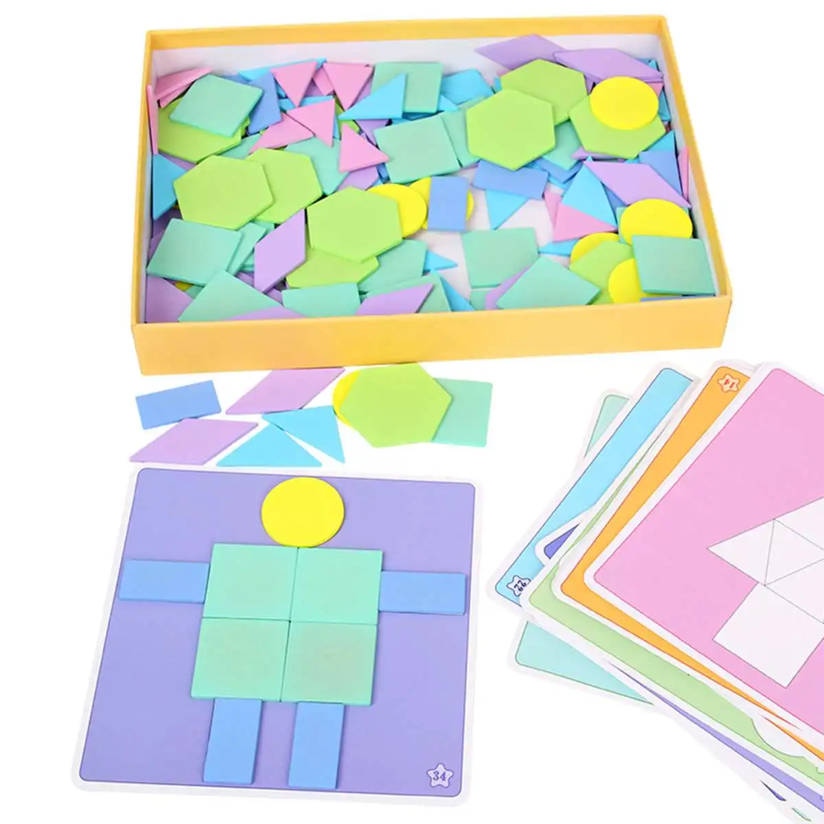 3D головоломка для детей Tangram деревянная головоломка Деревянные Монтессори Обучающие игрушки-пазлы для обучения детей