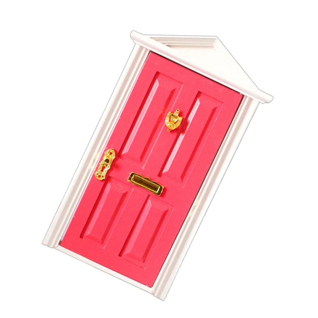 1:12th Dolls House Miniature DIY Fairy Garden Furniture Wooden Door w/ Hardware