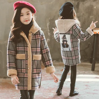 

Famli Winter Jackets Girls Coat Teenage Woolen for Girl Trench Coat Children Cotton Girl Clothes Warm