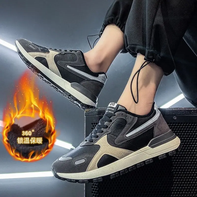 

Winter Shoes Men Sneakers New Plush Warm Vulcanized Shoes Man Light Outdoor Sports Walking Casual Shoe Male Chunky Sneaker
