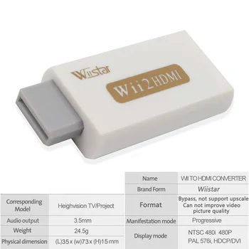 

Wii to HDMI Audio Video Converter Adapter Support FullHD 720P 1080P Wii2HDMI Adapter with 3.5mm Audio for HDTV Monitor