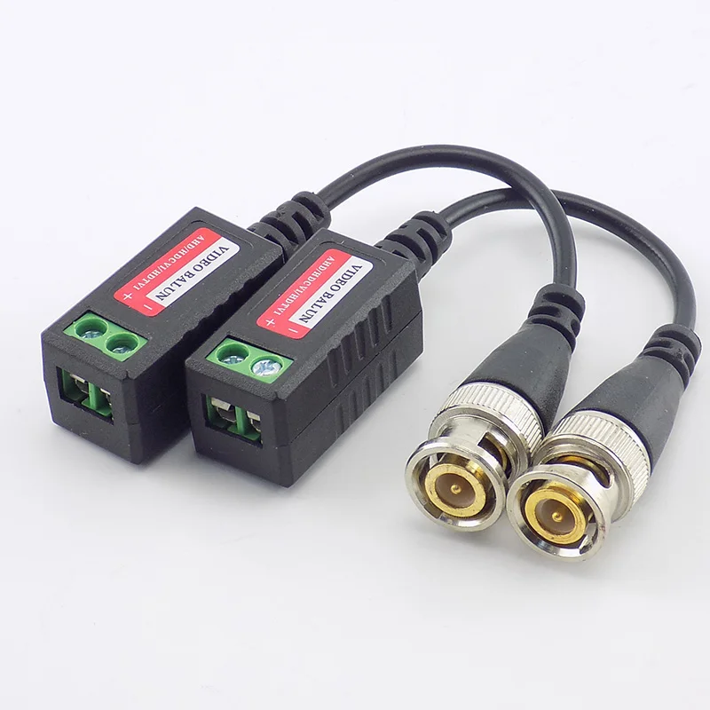 Conector BNC Balun de vídeo, transceptor pasivo de 3000FT de distancia, Cable macho BNC CAT5 para accesorios de cámara CCTV, 1 par