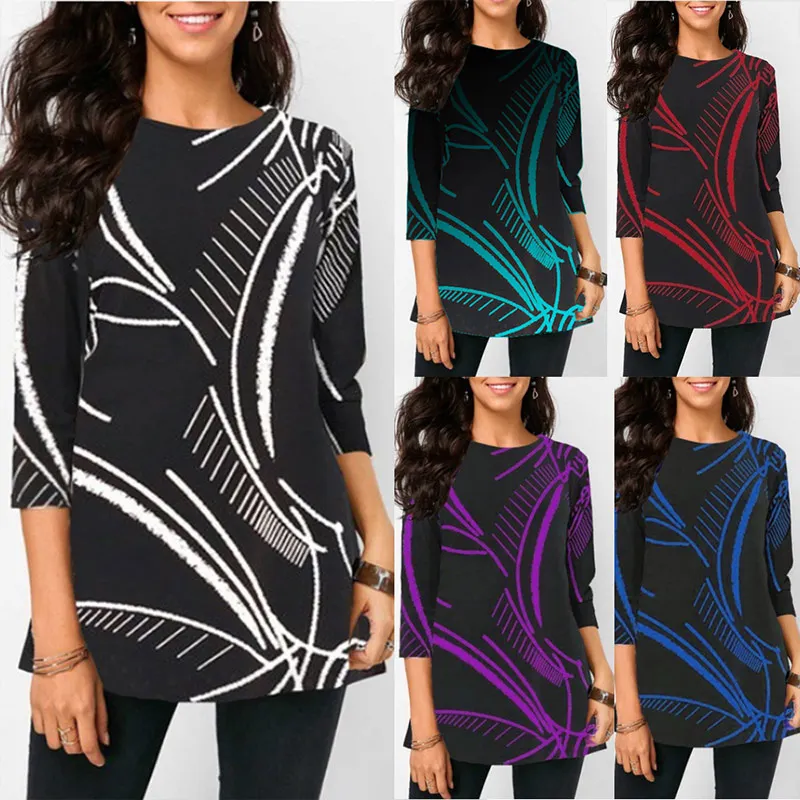 New Arrival 2019 Spring Summer T Shirt Tops Women Half Sleeve O-Neck Print Casual Vintage Floral Plus Size 5XL |