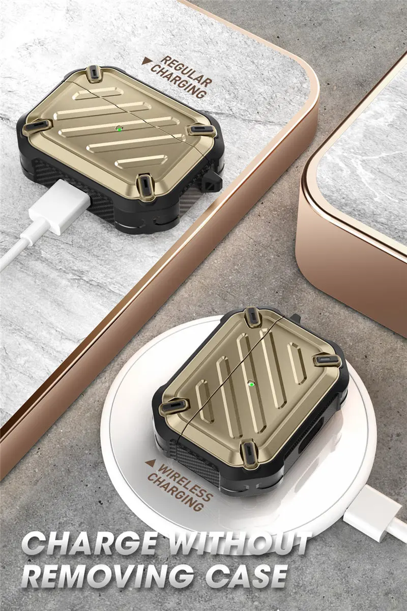 supcase ub pro projetado para airpods pro case capa protetora robusta de corpo inteiro com mosquetão para apple airpods pro