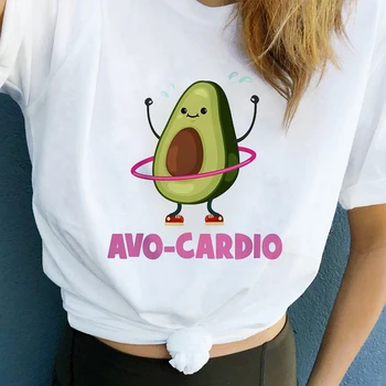 

Lus Los Small Fresh Casual white T-shirt Harajuku Fashion Top Tee casual Style T-shirt Womens Cute Avocado Vegan Female Tshirt