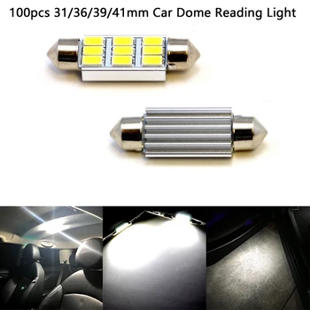 

100pcs LED 12V Car Festoon 31/36/39/41mm 5730SMD Car Dome Reading Light Lamp COB Interior Celling Roof Light License Plate Lamp