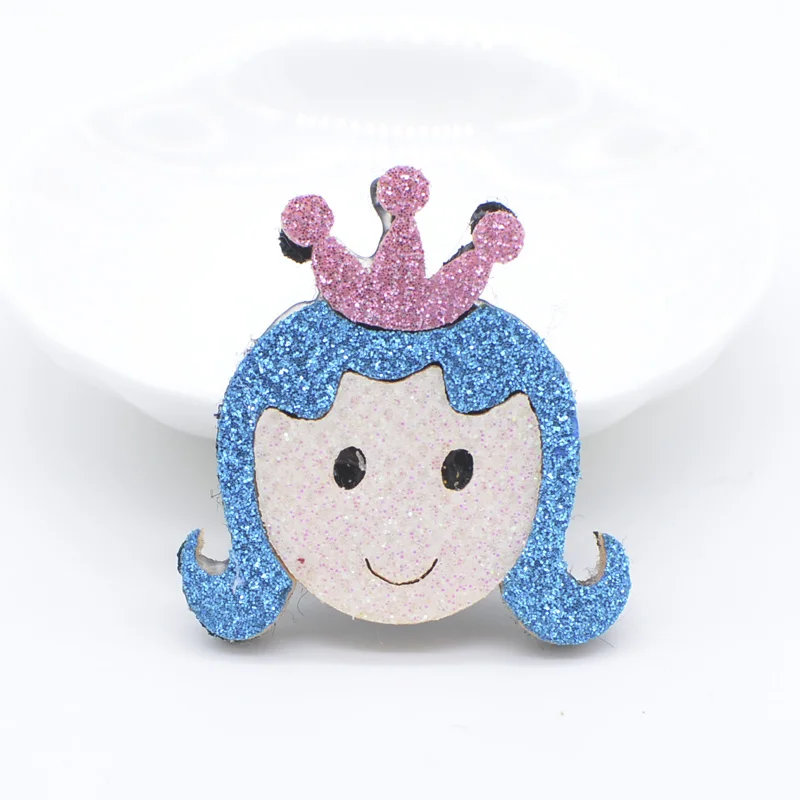 12 шт. 38*40 мм мягкая блестящая ткань Корона девочка аппликация для DIY одежды шляпа швейный материал заколки для волос бант Декор патчи L13 - Цвет: Blue