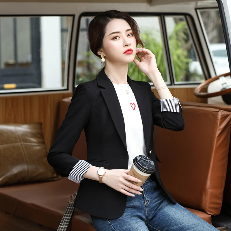Элегантная однотонная Свободная верхняя одежда Blusas Femininas осенний офисный Однобортный блейзер с фигурным вырезом женский пиджак блейзер