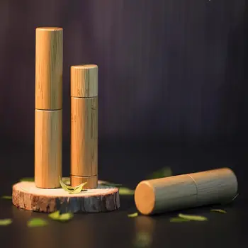 

1pc Natural Bamboo Lipstick Refillable Bottles DIY Empty Lip Gloss Tubes Portable Travel Ecological Makeup Tools Containers