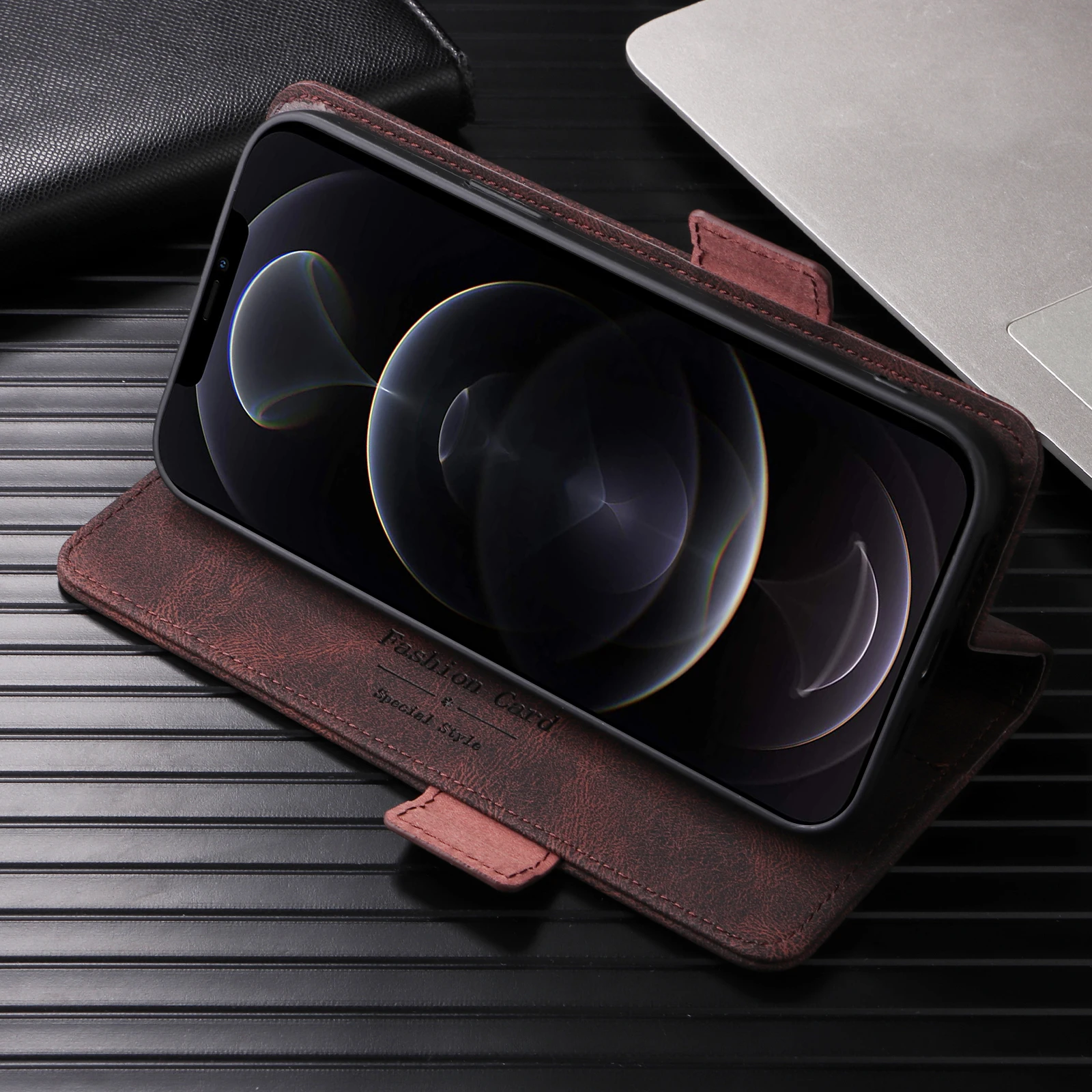 Luxury Leather Flip Wallet Case with Magnetic Cover