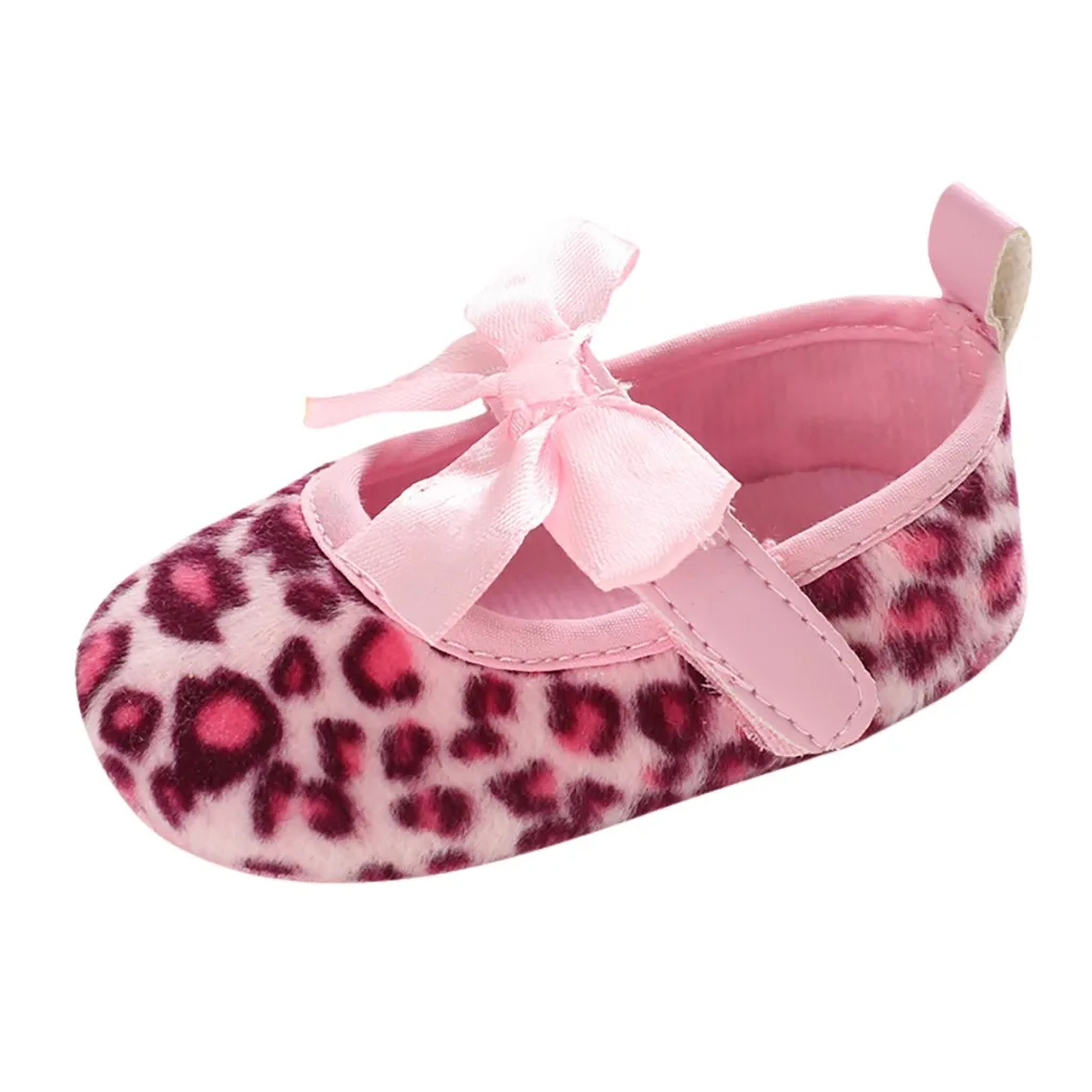 Обувь принцессы леопардовой расцветки для маленьких девочек; коллекция года; обувь для малышей с бантом; обувь для новорожденных; зимняя теплая обувь для малышей; zapatos